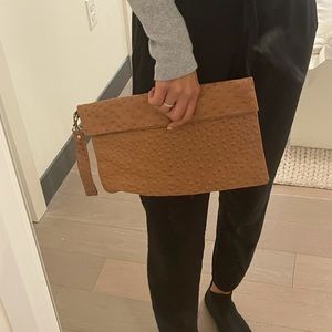 Tan Ostrich-style Clutch